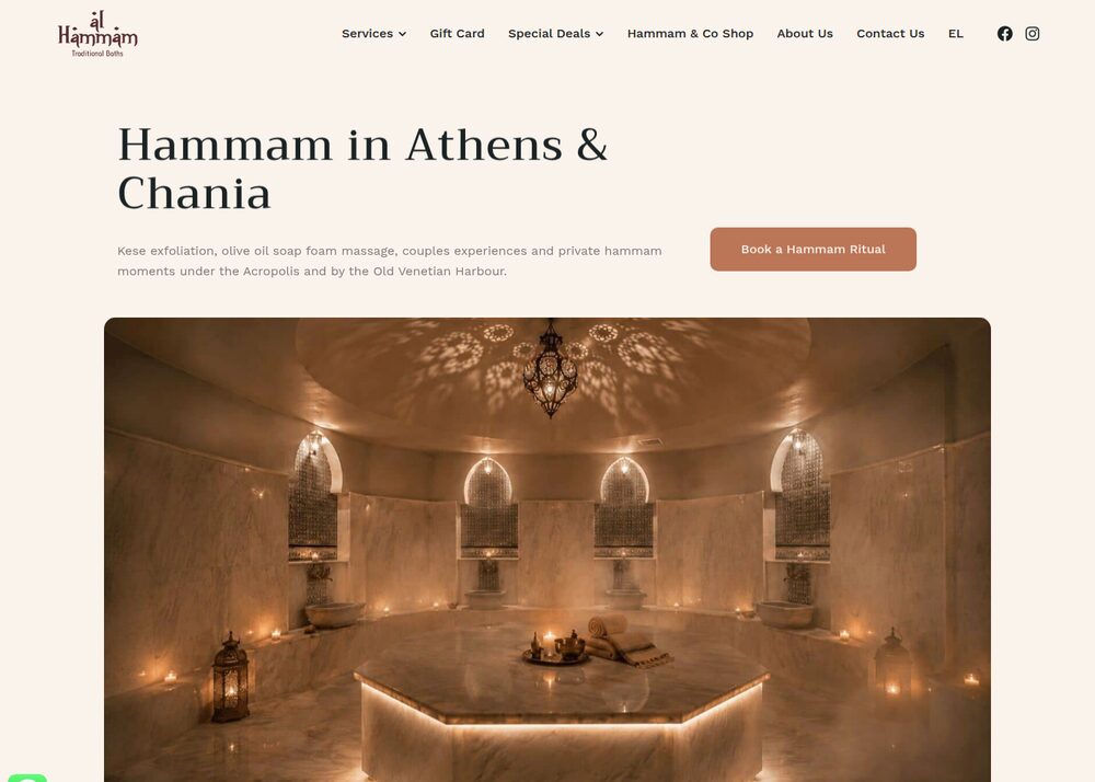 Giao diện website spa với tông màu trầm và mục đặt lịch
